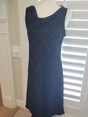 S.L. Fashions Black Dress with White Windowpane